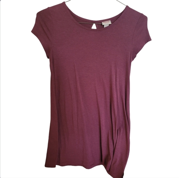 Mossimo Cranberry Short Sleeve Shirt Dress Keyhole Back Size Small - Picture 1 of 7